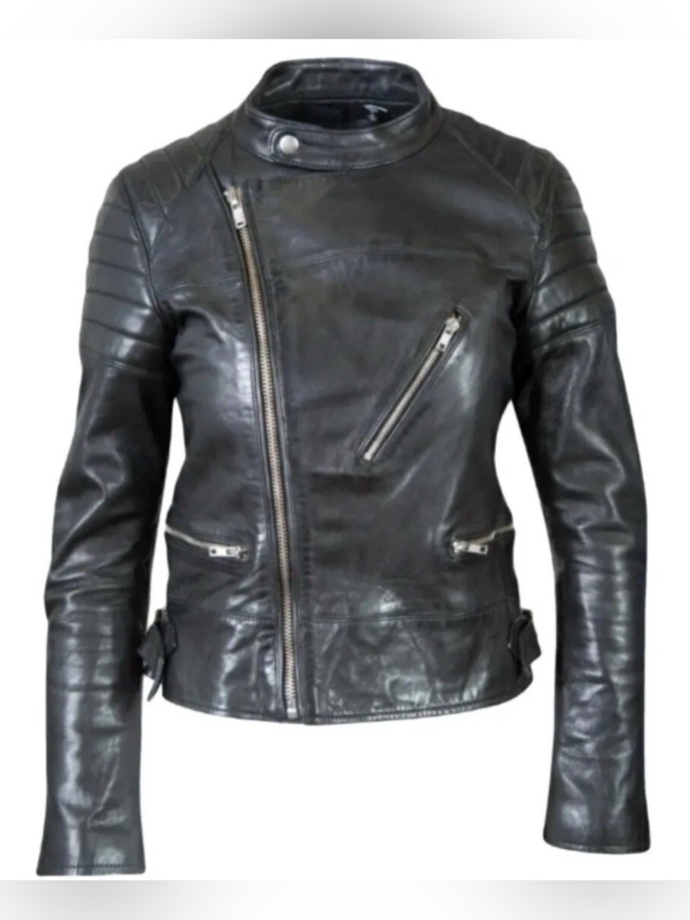 BLK DNM Black Leather Moto Jacket Men’s Size Medium